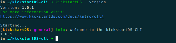 Screenshot of the kickstartDS CLI version option
