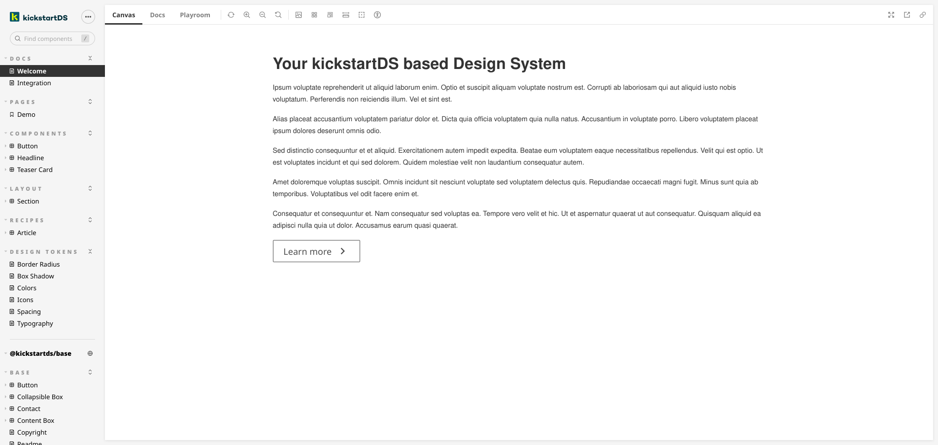kickstartDS Design System Starter Welcome page screenshot